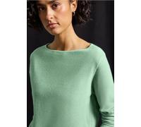 Strickpullover STREET ONE, Damen, Gr. 44, serene grün meliert, Strick, Obermaterial: 52% Viskose, 28% Polyester, 20% Polyamid, meliert, casual, lässig geschnitten hüftbedeckend, U-Boot-Ausschnitt, Lan