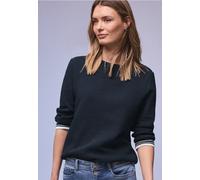 Street One Frauen Strukturshirt mit Details in Blau, Gr: 34