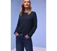 Street One Frauen Strukturshirt mit Tape in Blau, Gr: 44