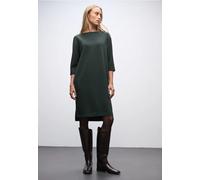 Sweatkleid STREET ONE, Damen, Gr. 46, EURO-Größen, grün (evernight grün), Stoff, 47% Polyester, 45% Viskose, 8% Elasthan, unifarben, normal kniefrei, Rundhals, abgesteppt, Kleider, knielang (44048500-