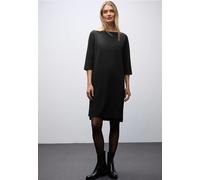 Sweatkleid STREET ONE, Damen, Gr. 46, EURO-Größen, schwarz, Stoff, 47% Polyester, 45% Viskose, 8% Elasthan, unifarben, normal kniefrei, Rundhals, abgesteppt, Kleider, knielang (97815629-46) schwarz