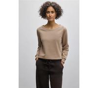 Sweatshirt STREET ONE, Damen, Gr. 46, braun (bisquit braun), Sweatware, 60% Baumwolle, 40% Polyester, unifarben, gerade, Rundhals, Bündchen, Sweatshirts Sweatshirt, im soften Baumwoll-Mix (42925841-46