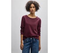 Sweatshirt STREET ONE, Damen, Gr. 34, rot (schwarz cherry rot), Sweatware, 60% Baumwolle, 40% Polyester, unifarben, gerade, Rundhals, Bündchen, Sweatshirts Sweatshirt, im soften Baumwoll-Mix (96085567
