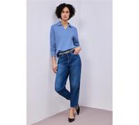Sweatshirt STREET ONE, Damen, Gr. 34, bonnet blau, Sweatware, 85% Baumwolle, 15% Polyester, unifarben, comfort fit, hoch geschlossener Ausschnitt, Bündchen, Sweatshirts Sweatshirt (14954553-34) bonnet