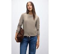 Sweatshirt STREET ONE, Damen, Gr. 38, mocha dream, Sweatware, 60% Baumwolle, 40% Polyester, unifarben, normal, Rundhals, Bündchen, Sweatshirts Sweatshirt, mit Tunnelzug am Saum (99709512-38) mocha dre