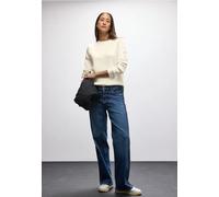 Sweatshirt STREET ONE, Damen, Gr. 40, soft beige, Sweatware, 60% Baumwolle, 40% Polyester, unifarben, normal, Rundhals, Bündchen, Sweatshirts Sweatshirt, mit Tunnelzug am Saum (29580557-40) soft beige