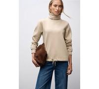 Sweatshirt STREET ONE, Damen, Gr. 46, sanded beige, Sweatware, 60% Baumwolle, 40% Polyester, unifarben, comfort fit, U-Boot-Ausschnitt, elastischer Bund, Sweatshirts, mit Stehkragen (43872838-46) sand