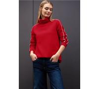 Sweatshirt STREET ONE, Damen, Gr. 46, racing rot, Sweatware, 60% Baumwolle, 40% Polyester, unifarben, comfort fit, U-Boot-Ausschnitt, elastischer Bund, Sweatshirts, mit Stehkragen (39095830-46) racing