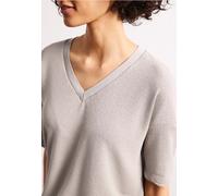 Street One Frauen T-Shirt im Strick-Look mit V-Neck in Beige, Gr: 34