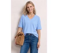 Street One Frauen T-Shirt im Strick-Look mit V-Neck in Blau, Gr: 40