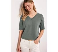 Street One Frauen T-Shirt im Strick-Look mit V-Neck in Grün, Gr: 34