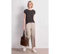 Street One Frauen T-Shirt mit Boatneck und Deko-Tape in Braun, Gr: 42