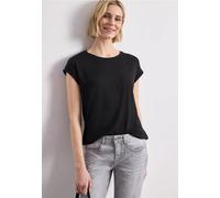 Street One Frauen T-Shirt mit Boatneck und Deko-Tape in Schwarz, Gr: 46