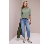 Street One Frauen T-Shirt mit Rundhals im Strick-Look in Grün, Gr: 46