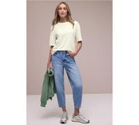 Street One Frauen T-Shirt mit Rundhals im Strick-Look in Weiß, Gr: 46