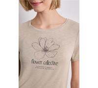 Street One Frauen T-Shirt mit Rundhals und Artwork in Beige, Gr: 36