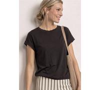 Street One Frauen T-Shirt mit Rundhals und Deko-Tape in Braun, Gr: 34