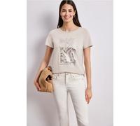 Street One Frauen T-Shirt mit Rundhals und Folienprint in Beige, Gr: 36