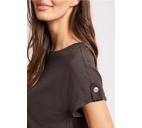 Street One Damen-T-Shirt Rundhals mit Knopfdetails espresso braun Größe 38