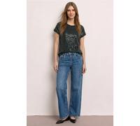 T-Shirt STREET ONE, Damen, Gr. 46, deep bound grün, Stoff, 65% Polyester, 35% Viskose, Glitzermuster, normal normal, Rundhals, abgesteppt, Shirts T-Shirt, mit Rundhalsausschnitt (83012415-46) deep bou