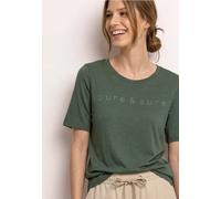 Street One Frauen T-Shirt mit Rundhals und Schmucksteinen in Grün, Gr: 36