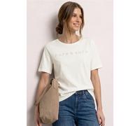 Street One Frauen T-Shirt mit Rundhals und Schmucksteinen in Weiß, Gr: 42