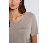 Street One Frauen T-Shirt mit Schmuckdetail in Beige, Gr: 36