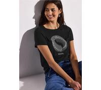 Street One Frauen T-Shirt mit Schmucksteinen in Schwarz, Gr: 36