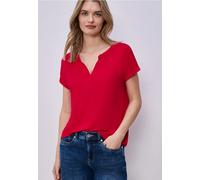 Street One Frauen T-Shirt mit Split Neck und Elastiksaum in Rot, Gr: 36