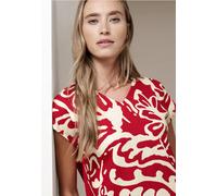 Print-Shirt STREET ONE, Damen, Gr. 38, salsa rot, Stoff, 95% Viskose, 5% Elasthan, unifarben, comfort fit normal, V-Ausschnitt, abgesteppt, Shirts, mit Frontprint (47336101-38) salsa rot