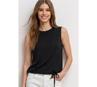 Shirttop STREET ONE, Damen, Gr. 34, schwarz, Stoff, 95% Viskose, 5% Elasthan, unifarben, normal normal, U-Boot-Ausschnitt, abgesteppt, Tops Shirttop, aus stretchigem Viskosematerial (37395836-34) schw