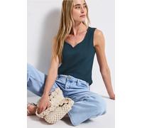 STREET ONE Damen 3226265 Top mit Herzausschnitt, Tide Blue, 46