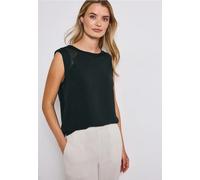 STREET ONE Damen A323559 Top mit Mesh-Details, Pine Grove Green, 34