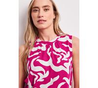 Rundhalsshirt STREET ONE, Damen, Gr. 46, magenta dream, Stoff, 95% Viskose, 5% Elasthan, gemustert, normal normal, Rundhals, abgesteppt, Shirts Rundhalsshirt, Rundhalsausschnitt (83045024-46) magenta