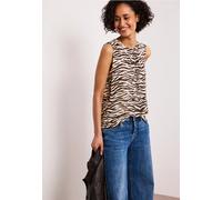 Street One Frauen Top mit Rundhals und Zebra-Print in Braun, Gr: 36