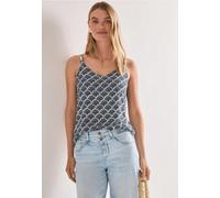Street One Frauen Top mit V-Neck und Deko-Detail in Blau, Gr: 46