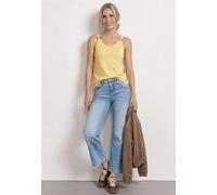Trägertop STREET ONE, Damen, Gr. 38, soft gelb, Stoff, 95% Viskose, 5% Elasthan, unifarben, normal normal, V-Ausschnitt, abgesteppt, Tops Trägertop, Jersey (83019702-38) soft gelb