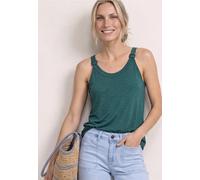 Trägertop STREET ONE, Damen, Gr. 44, mediterra grün, Stoff, 95% Viskose, 5% Elasthan, unifarben, normal normal, V-Ausschnitt, abgesteppt, Tops Trägertop, Jersey (93961552-44) mediterra grün