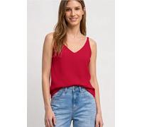 Street One Frauen Top mit V-Neck und Strukturmix in Rot, Gr: 36