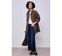 Outdoorjacke STREET ONE, Damen, Gr. 40, mahogany braun, Web, 69% Baumwolle, 31% Polyester, unifarben, normal ca. Mitte Oberschenkel, V-Ausschnitt, abgesteppt, Jacken Outdoorjacke, im soften Baumwoll-M