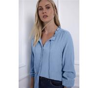 Langarmbluse STREET ONE, Damen, Gr. 44, frosted blau, Stoff, 60% Viskose, 39% Polyester, 1% Elasthan, unifarben, normal normal, Rundhals, elastischer Bund, Blusen (41627429-44) frosted blau