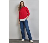 Street One Frauen Turtleneck Struktur-Shirt in Rot, Gr: 46