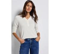 Langarmshirt STREET ONE, Damen, Gr. 42, sanftes weiß, Jersey, Obermaterial: 95% Viskose, 5% Elasthan, unifarben, regular fit normal, V-Ausschnitt, gerader Abschluss, Shirts, mit V-Ausschnitt (74570538