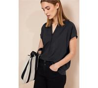 Shirtbluse STREET ONE, Damen, Gr. 34, schwarz, Stoff, 100% Viskose, unifarben, gerade hüftlang, Rundhals, Bündchen, Blusen, aus softer Viskose (91160209-34) schwarz