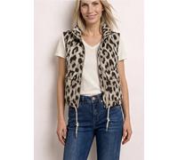 Street One Frauen Weste mit Stehkragen und Leo-Muster in Beige, Gr: 42