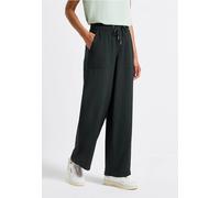 Street One Frauen Wide Leg Crepe Hose in Grün, Gr: 32