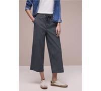 Stoffhose STREET ONE "Style Emee", Damen, Gr. 34, Länge 26, tiefblau, Web, Obermaterial: 57% Baumwolle, 42% Polyester, 1% Elasthan. Futter: 100% Polyester, gestreift, loose fit knöchelfrei, Hosen Stof
