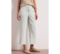 Stoffhose STREET ONE, Damen, Gr. 44, Länge 26, sanftes weiß, Web, 57% Baumwolle, 42% Polyester, 1% Elasthan, gestreift, loose fit 7/8-Länge, Hosen Stoffhose, High Waist (32501453-44) sanftes weiß