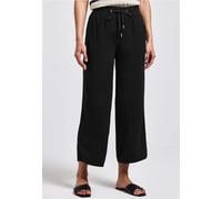 Stoffhose STREET ONE, Damen, Gr. 32, Länge 26, schwarz, Stoff, 100% Viskose, unifarben, weit lang, Hosen Stoffhose, High Waist (77827850-32) schwarz