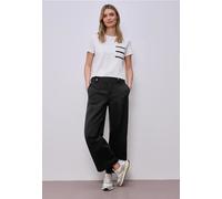 Stoffhose STREET ONE, Damen, Gr. 38, Länge 28, schwarz, Stoff, 65% Viskose, 30% Nylon, 5% Elasthan, unifarben, comfort fit normal, Hosen Stoffhose, mit Wide Legs (51734528-38) schwarz
